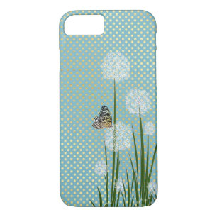 Case-Mate iPhone Case pois d'aqua et d'or avec fleurs et papillon