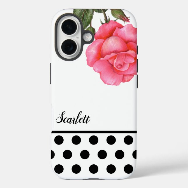Coques Case-Mate iPhone Pois de roses roses roses Chic Shabby (Verso)