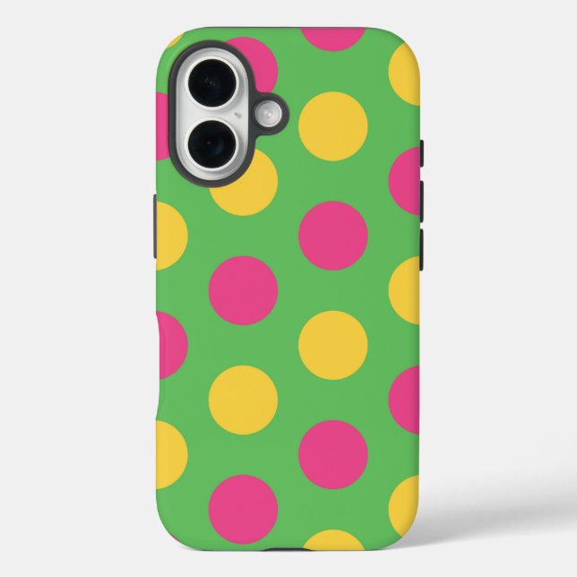 Coques Case-Mate iPhone Pois en Lime Green Hot rose et jaune (Verso)