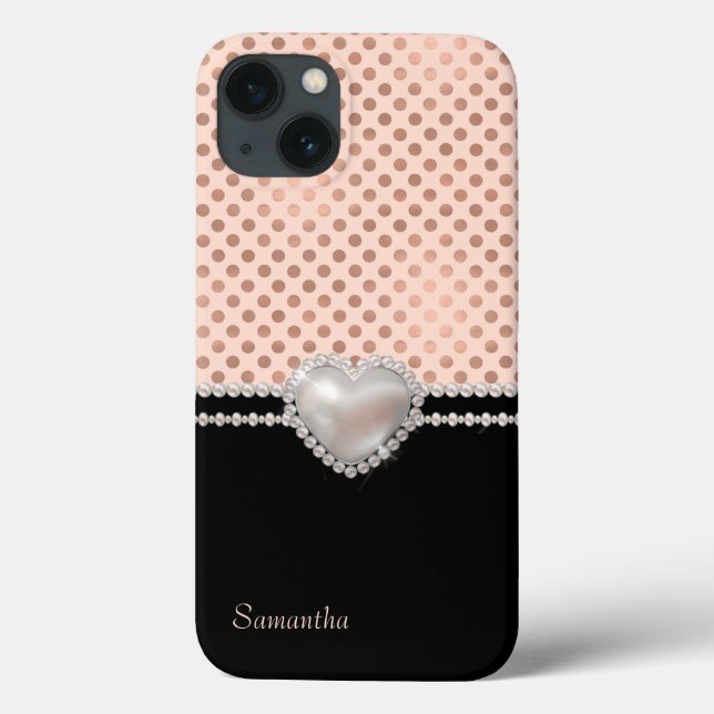 Coques Case-Mate iPhone Pois et perles Roses chic (Verso)