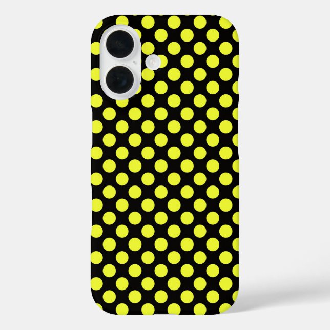 Coques Case-Mate iPhone Pois jaunes sur noir (Verso)