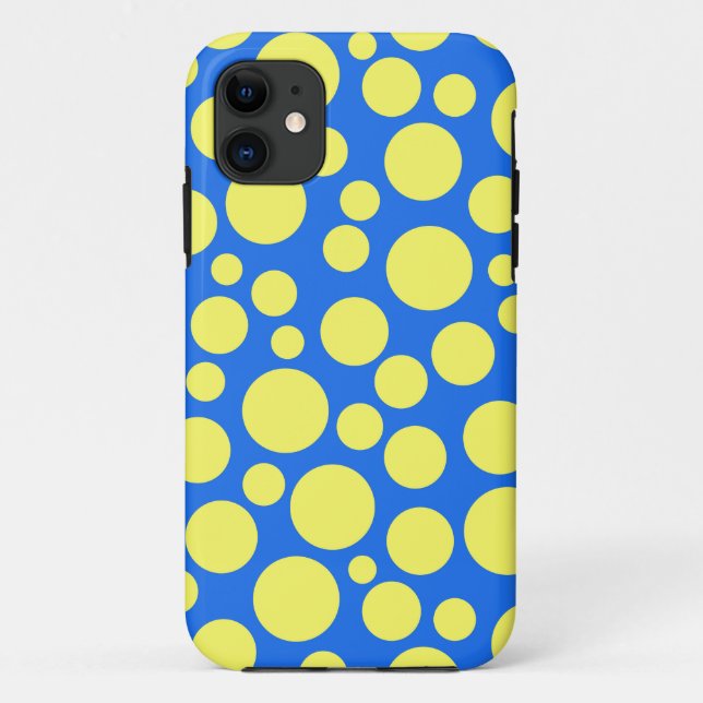 Coques Case-Mate iPhone Pois jaunes sur un arrière - plan bleu ciel (Dos)