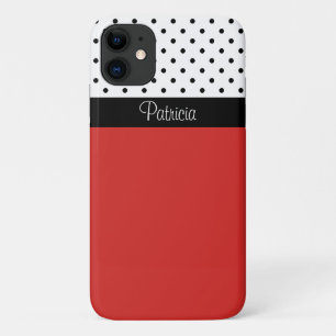 Coque iPhone 11 Pois modernes, blancs et noirs