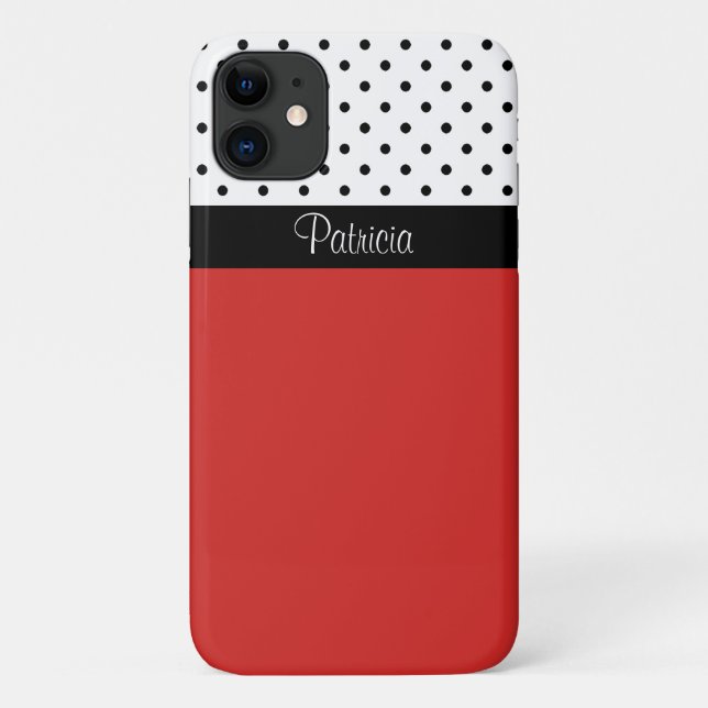 Coques Case-Mate iPhone Pois modernes, blancs et noirs (Dos)