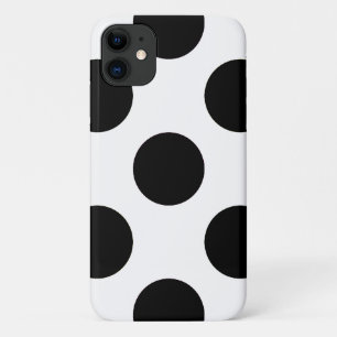 Coque iPhone 11 Pois, Motif Polka Dot, noir et blanc