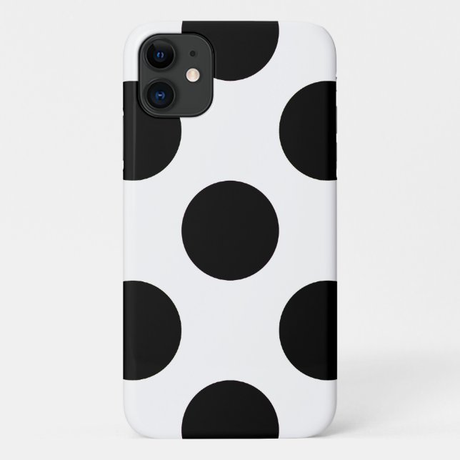 Coques Case-Mate iPhone Pois, Motif Polka Dot, noir et blanc (Dos)
