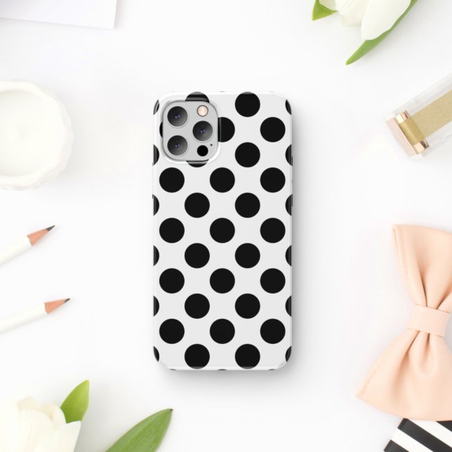 Coques Case-Mate iPhone Pois, Motif Polka Dot, noir et blanc (Créateur téléchargé)