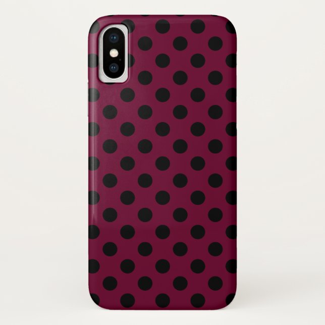 Coques Case-Mate iPhone Pois noirs en Bourgogne (Dos)