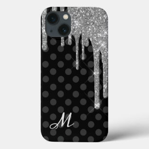 Case-Mate iPhone Case Pois noirs et Parties scintillant d'argent