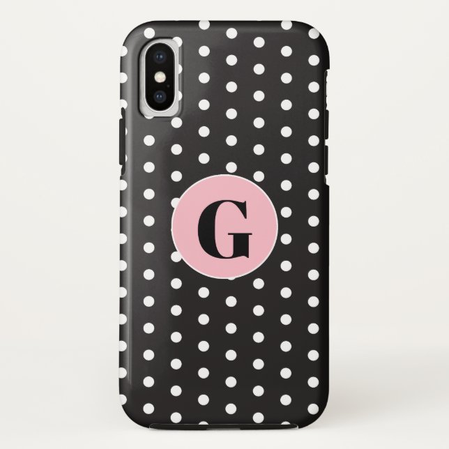Coques Case-Mate iPhone Pois noirs Monogrammes (Dos)