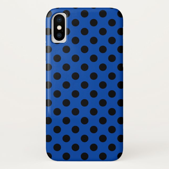 Coques Case-Mate iPhone Pois noirs sur bleu royal (Dos)