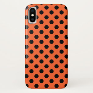 Coque iPhone X Pois noirs sur orange