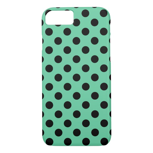 Coques Case-Mate iPhone Pois noirs sur vert menthe (Dos)