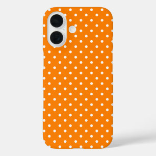 Coque Pour iPhone 16 Pois orange et blanc