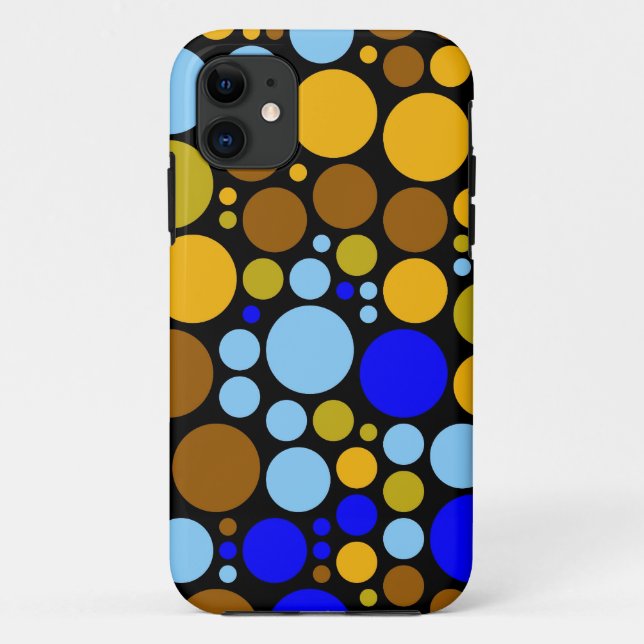 Coques Case-Mate iPhone Pois rétro sans couture | Aqua bleu jaune (Dos)