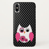 Pois rose et blanc mignon de hibou