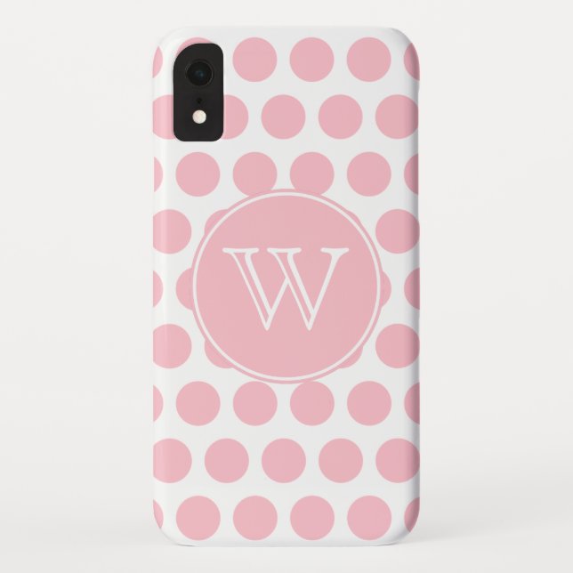 Coques Case-Mate iPhone Pois rose monogramme (Dos)