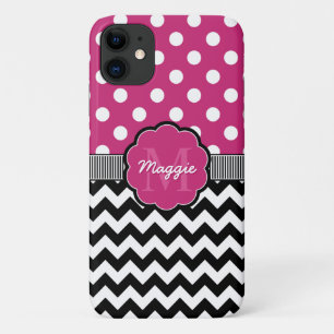 Case-Mate iPhone Case Pois rose noir Chevron Monogramme