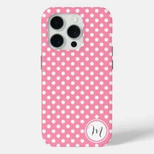 Coque iPhone 15 Pro Pois roses et blancs