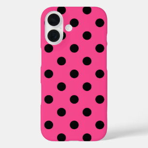 Coque Pour iPhone 16 Pois roses et noirs
