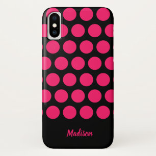 Case-Mate iPhone Case Pois roses et noirs avec n'importe quel nom