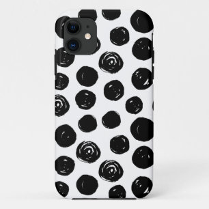 Etui iPhone Case-Mate Pois tiré par la main noir et blanc d'aquarelle