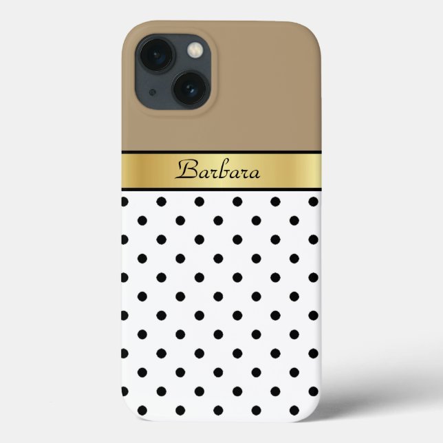Coques Case-Mate iPhone Poisson Brown, Points Blancs Et Noirs, Or (Verso)