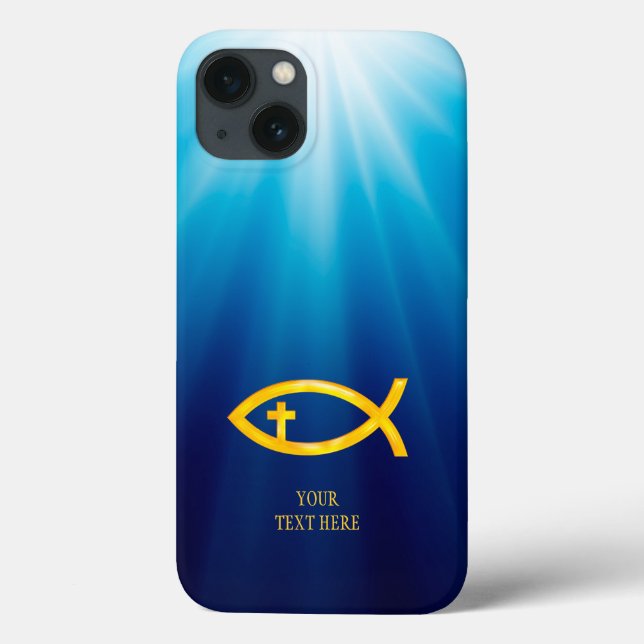 Coques Case-Mate iPhone Poisson chrétien d'or avec croix (Verso)