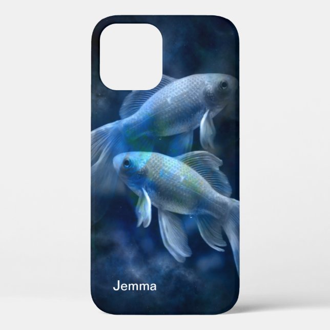Coques Case-Mate iPhone Poisson d'or bleu personnalisé (Verso)