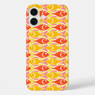 iPhone 16 Plus Case Poisson moderne du milieu du siècle, orange mandar