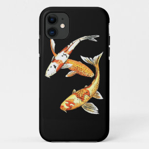 Coque Case-Mate Pour iPhone Poisson rouge oriental de Koi sur le noir