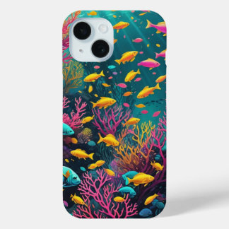 Coque Pour iPhone 15 Poisson tropical coloré