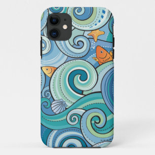 Coques Pour iPhone Poissons parmi le motif de vagues