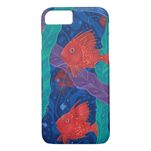 Coques Case-Mate iPhone Poissons Rouges, Algues Mer Animaux Sous-marins Ar (Dos)
