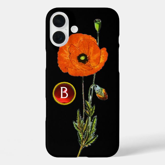 COQUES Case-Mate iPhone POIVRE ROUGE EN RUBY NOIR MONOGRAMME EN PIERRE (Verso)