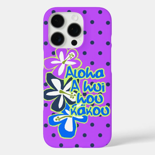 Coques Case-Mate iPhone Pokii Hawaïen Aloha Hibiscus Polka Dot Violet (Verso)