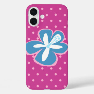 Coques iPhone 16 Plus Pokii Hawaii Couper Hibiscus Polka Dot Rose