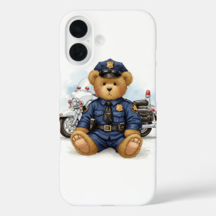 Coque Pour iPhone 16 Policier en service, en peluche et en moto par Nat