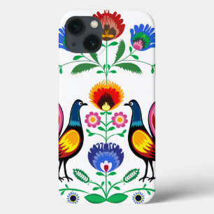 Etui iPhone 13 Polish Folk With Decorative Floral & Cockerels