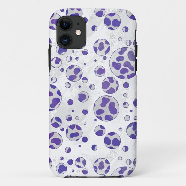 Coques Case-Mate iPhone Polka blanc et violet dalmate (Dos)