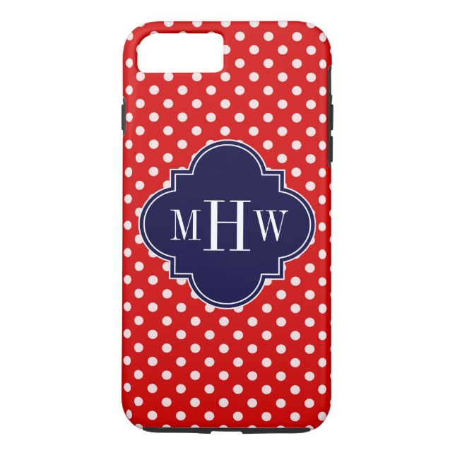 Coques Case-Mate iPhone Polka blanc rouge Point Marine Quatrefoin 3 Monogr (Dos)