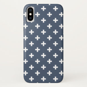 Case-Mate iPhone Case Polka blanche croise sur bleu-gris