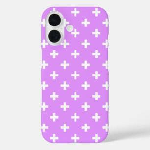 Coque Pour iPhone 16 Polka blanche croise sur lilas