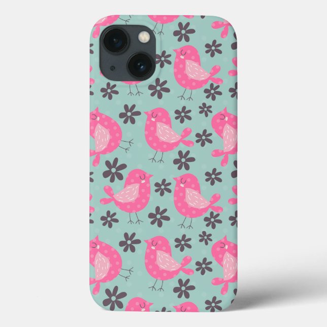 Coques Case-Mate iPhone Polka Dot Birds and Flowers (Verso)