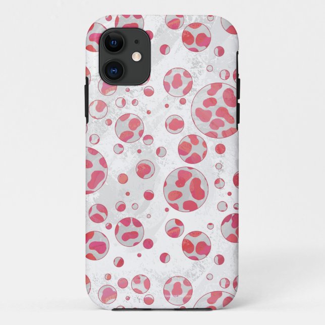 Coques Case-Mate iPhone Polka Dot Dalmatie rose et blanc (Dos)