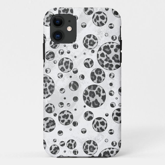 Coques Case-Mate iPhone Polka Dot Leopard Design noir et blanc (Dos)