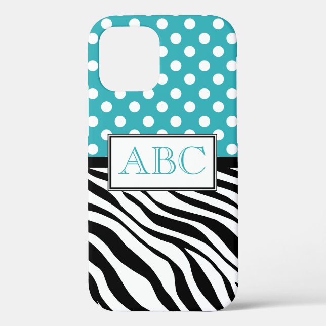 Coques Case-Mate iPhone Polka Dot Turquoise et Zebra Print (Verso)