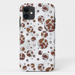 Coque iPhone 11 Polka Dot Vache Brown et blanche
