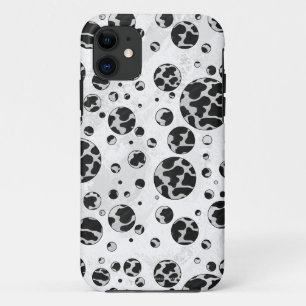 Coques Pour iPhone Polka Dot Vache noir et blanc