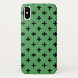 Case-Mate iPhone Case Polka noire croise sur vert